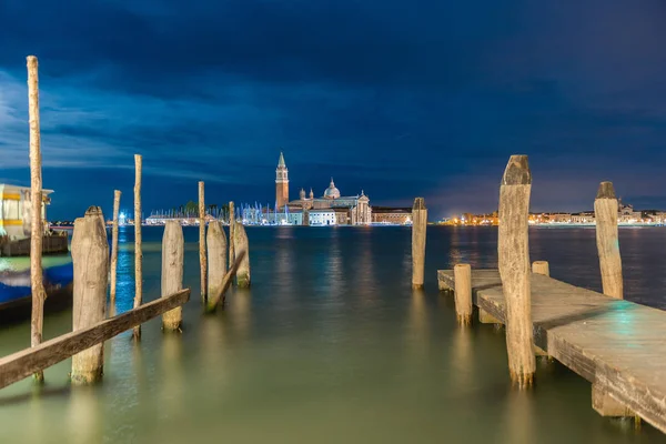 Vista Panorâmica Igreja Ilha São Jorge Canal Giudecca Vista Noite — Fotografia de Stock