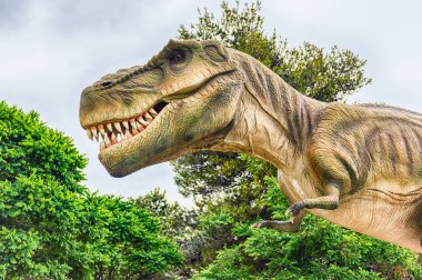 San Marco içinde Lamis, İtalya - Haziran 9: Tyrannosaurus Rex dinozor, aka t-rex, Dino parkta Lamis, küçük bir kasaba olan Güney İtalya, San Marco, 9 Haziran 2018 özellikli