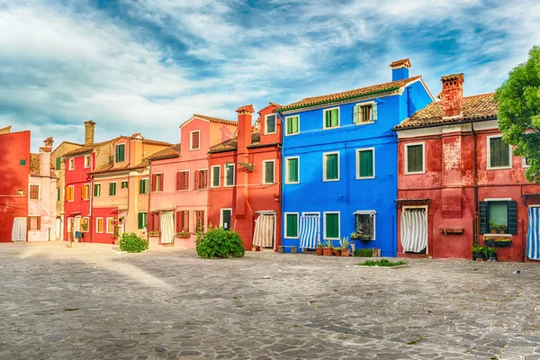 Traditionelle Bunt Bemalte Häuser Auf Der Insel Burano Venedig Italien — Stockfoto