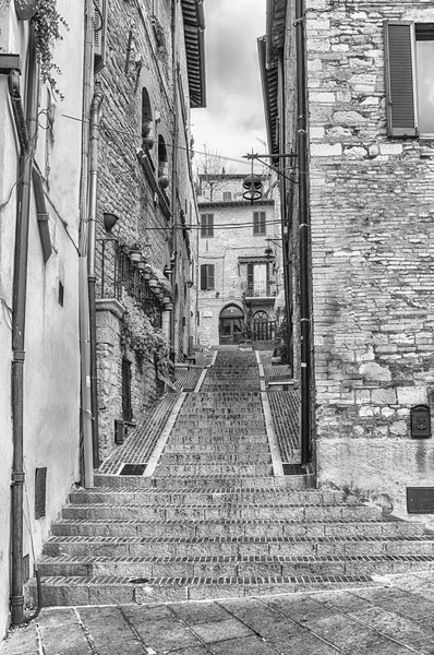 Promenade Dans Les Rues Pittoresques Anciennes Assise Une Des Belles — Photo