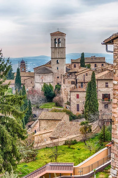 Natursköna Pittoresk Utsikt Över Assisi Vackraste Medeltida Städerna Centrala Italien — Stockfoto
