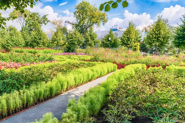 Idillic garden släpper Gorky Park, Moskva, Ryssland — Stockfoto