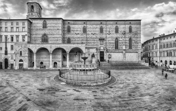 Vista panorâmica da Piazza IV Novembre, Perugia, Itália — Fotografia de Stock