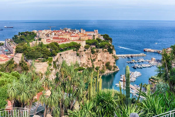 Panoramautsikt Över Monaco City Och Hamnen Fontvieille Furstendömet Monaco Cote — Stockfoto