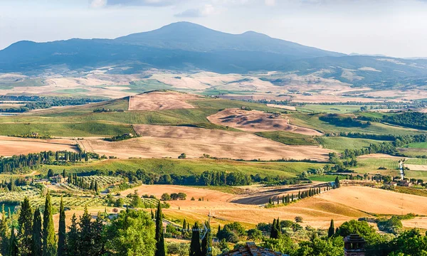 Vista Aérea Hermoso Paisaje Alrededor Ciudad Pienza Provincia Siena Toscana —  Fotos de Stock