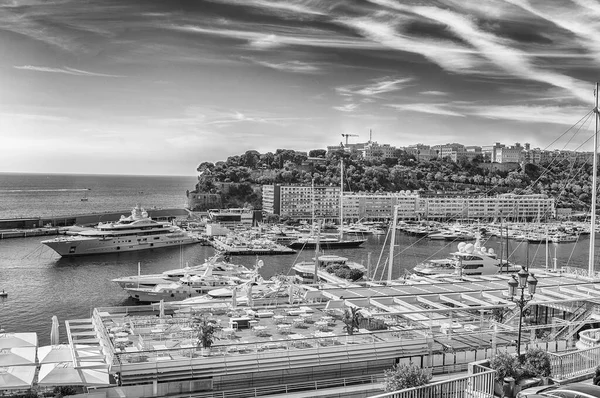 Vista Sobre Iates Luxo Apartamentos Port Hércules Bairro Condamine Centro — Fotografia de Stock