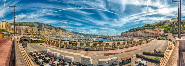 Vista Panoramica Yacht Lusso Appartamenti Port Hercules Nel Quartiere Condamine — Foto Stock