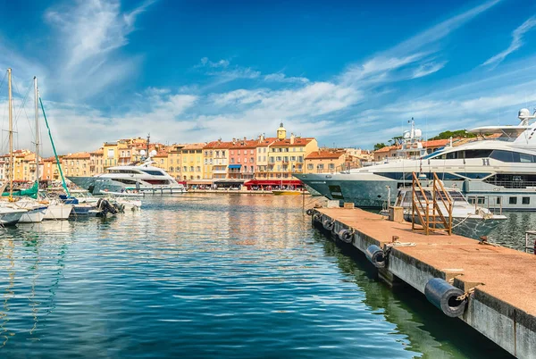 Utsikt Över Den Gamla Hamnen Med Lyxbåtar Saint Tropez Cote — Stockfoto