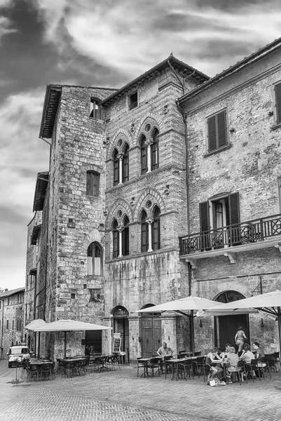 San Gimignano Itália Junho Vista Panorâmica Piazza Della Cisterna Cidade — Fotografia de Stock