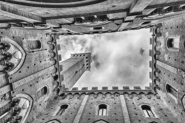 Scenic View Bottom Patio Palazzo Pubblico Major Landmark Siena Italy — Stock Photo, Image