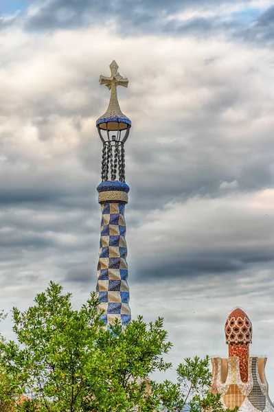 Architettura Modernista Nei Padiglioni Ingresso Park Guell Barcellona Catalogna Spagna — Foto Stock