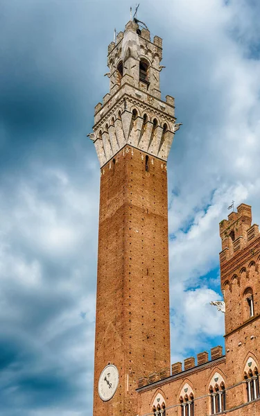 Kilátás Torre Del Mangia Középkori Torony Található Piazza Del Campo — Stock Fotó