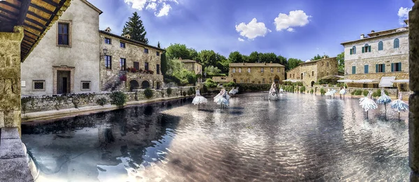 Veduta Panoramica Delle Iconiche Terme Medievali Dei Principali Punti Riferimento — Foto Stock