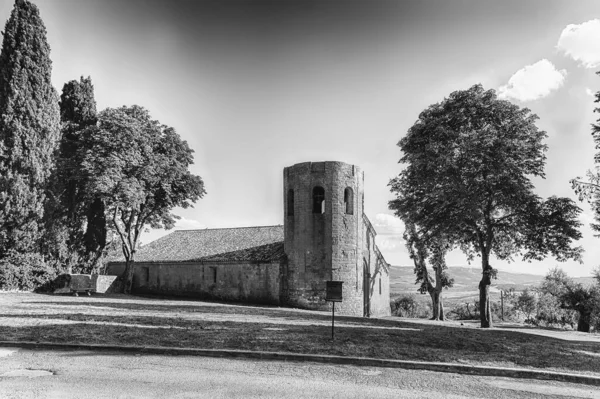 Igreja Antiga Campo Toscana Itália Conceito Para Vida Campo Nas — Fotografia de Stock