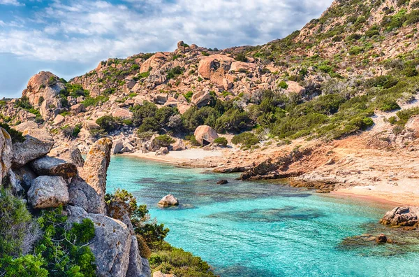 Vue Panoramique Sur Pittoresque Cala Corsara Dans Île Spargi Des — Photo