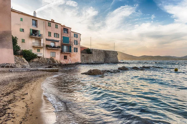 Saint Tropez Şehir Merkezindeki Ponche Plajı Cote Azur Fransa Şehir — Stok fotoğraf