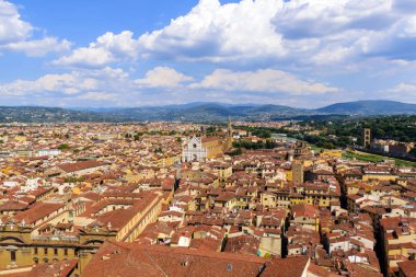 Panoramik Floransa. Basilica of Santa Croce. Florence, İtalya.