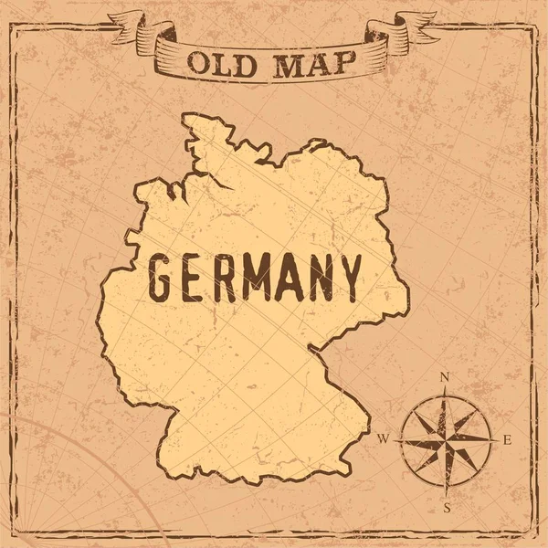 Ancienne carte de l'Allemagne et les formes des pays en vintage — Image vectorielle