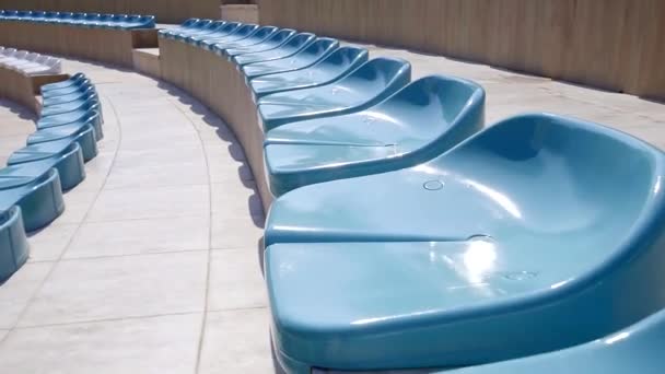 Close Up Shot Of The Bench In An Amphitheater Style On Which No