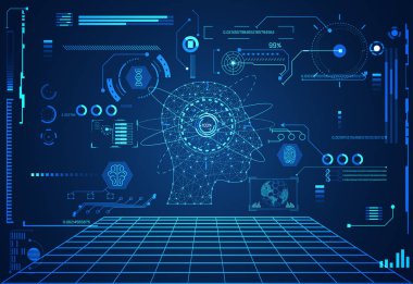 soyut teknoloji UI Fütüristik Konsept baş hud arabirimi hologram öğeleri dijital sağlık veri grafiği, iletişim, daire yüzde canlılık yenilik üzerinde Merhaba tech gelecekteki tasarım arka plan