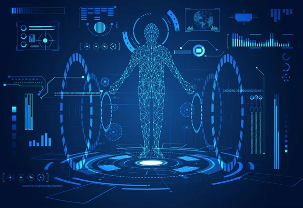 soyut teknoloji UI futuristik konsepti. İnsan dijital sağlık hud arayüz dijital veri grafiği, iletişim, canlılık yenilik hologram unsurları üzerinde Merhaba tech gelecekteki tasarım arka plan
