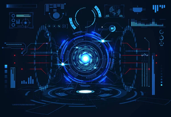 Dijital veri grafiği, iletişim, bilgi işlem ve daire yüzde canlılık yenilik teknoloji UI fütüristik konsept hud arabirimi hologram öğeleri üzerinde Merhaba tech gelecekteki tasarım arka plan soyut
