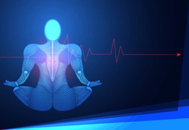 soyut teknoloji bilim kavramı insan vücudu hattı mavi sağlık dijital: tıp, meditasyon, şifa, çakra, Zen canlılık yenilik enerji dolaşır vücutta üzerinde Merhaba tech gelecekteki tasarım arka plan