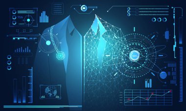 soyut teknoloji bilim kavramı insan veri sağlık dijital: hud arabirim öğeleri tıp analiz Doktor, tıp, doktor ve yüzde canlılık yenilik üzerinde Merhaba tech gelecekteki tasarım arka plan