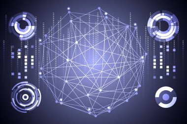 Dijital veri grafiği, iletişim, bilgi işlem ve daire yüzde canlılık yenilik teknoloji UI fütüristik konsept hud arabirimi hologram öğeleri üzerinde Merhaba tech gelecekteki tasarım arka plan soyut
