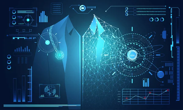 Abstract Technologie Wetenschap Concept Menselijke Gegevens Gezondheid Digitale Hud Interface — Stockvector