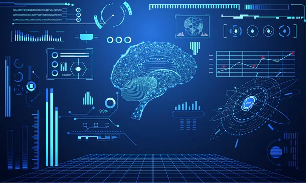 Абстрактная Технология Научная Концепция Brain Data Health Digital Огромные Элементы — стоковый вектор