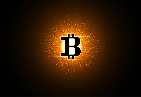 Streszczenie Technologia Koncepcja Futurystyczny Cyfrowe Pieniądze Złote Waluty Bitcoin Elementów — Wektor stockowy