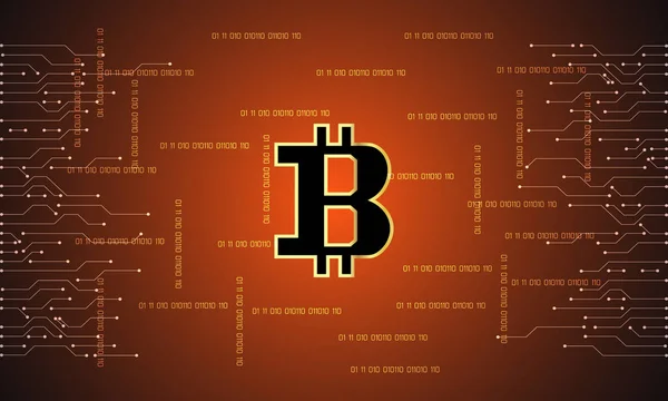 Streszczenie Technologia Koncepcja Futurystyczny Cyfrowe Pieniądze Złote Waluty Bitcoin Elementów — Wektor stockowy
