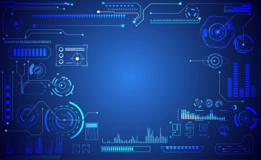 Dijital veri grafiği, iletişim, bilgi işlem ve daire yüzde canlılık yenilik teknoloji UI fütüristik konsept hud arabirimi hologram öğeleri üzerinde Merhaba tech gelecekteki tasarım arka plan soyut