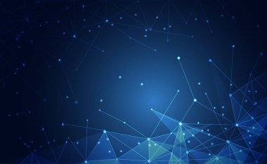 Modern soyut ağ bilim bağlantı teknolojisi internet ve grafik tasarım. üzerinde Merhaba tech gelecekteki mavi arka plan ağ. Şablon, web tasarım duvar kağıdı, poster, sunum için. Vektör çizim