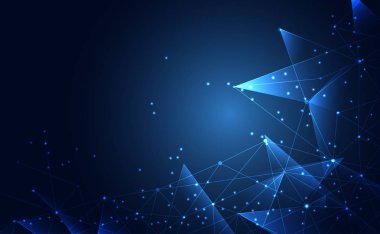 Modern soyut ağ bilim bağlantı teknolojisi internet ve grafik tasarım. üzerinde Merhaba tech gelecekteki mavi arka plan ağ. Şablon, web tasarım duvar kağıdı, poster, sunum için. Vektör çizim