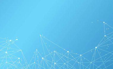 Modern soyut ağ bilim bağlantı teknolojisi internet ve grafik tasarım. üzerinde Merhaba tech gelecekteki mavi arka plan ağ. Şablon, web tasarım duvar kağıdı, poster, sunum için. Vektör çizim