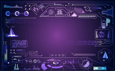 dijital veri grafiği, iletişim, bilgi işlem ve daire yüzde canlılık yenilik teknoloji UI Fütüristik Konsept AI hud arabirimi hologram öğeleri üzerinde Merhaba tech gelecekteki tasarım arka plan soyut