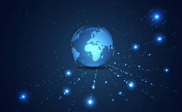 Αφηρημένη Τεχνολογία Φουτουριστικό Πρωτότυπο Παγκόσμιο Κύκλο Dot Μπλε Ψηφιακό Γεια — Διανυσματικό Αρχείο