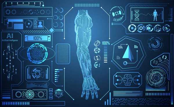 Abstracte Technologie Arm Digitale Kunstmatige Intelligentie Concept Machine Mens Voor — Stockvector