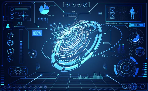Dijital veri grafiği, iletişim, bilgi işlem ve daire yüzde canlılık yenilik teknoloji UI fütüristik konsept hud arabirimi hologram öğeleri üzerinde Merhaba tech gelecekteki tasarım arka plan soyut