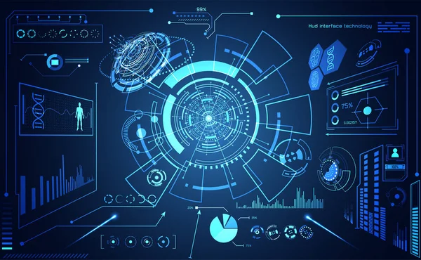 Resumo Tecnologia Futurista Conceito Hud Interface Holograma Elementos Gráfico Dados — Vetor de Stock