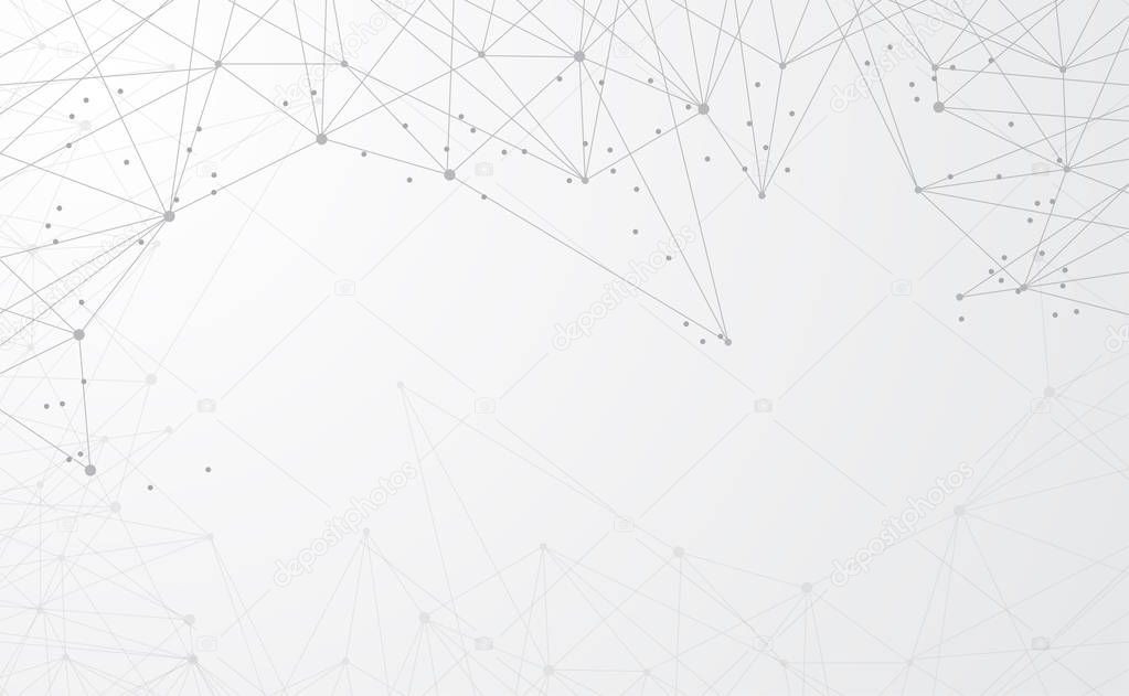 Modern abstract network science connection technology internet and graphic design. on hi tech future gray background network. for template,web design wallpaper,poster,presentation.Vector illustration