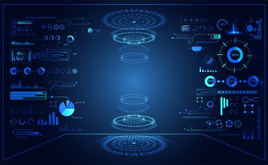 soyut teknoloji ui fütürist kavram hud arayüzü dijital veri grafiğinin hologram elemanları yüksek teknoloji gelecek tasarım arka planı