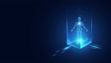 soyut teknoloji gelecekteki dijital insan vücudu kavramı dijital ai gelecek tasarımı yüksek teknoloji arka planında.