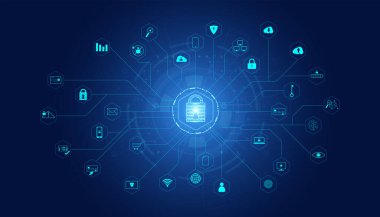 soyut asma kilit siber güvenlik ikon kavramı ile çevrimiçi dünyada bilginin korunması, siber kişisel bilgi, internet, internet hırsızlığı