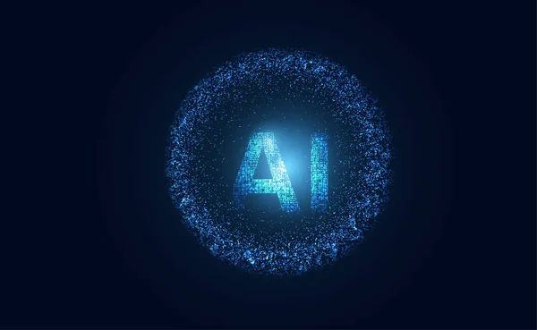深蓝色背景下人工智能和未来派数字的Ai计算概念工作数据的抽象技术 — 图库矢量图片