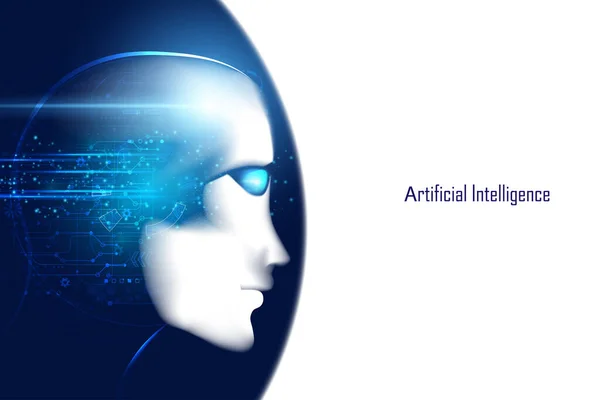 Abstrakt Smart Artificial Intelligence Digital Futuristic Technology Face Brain Wireframe — Stockový vektor