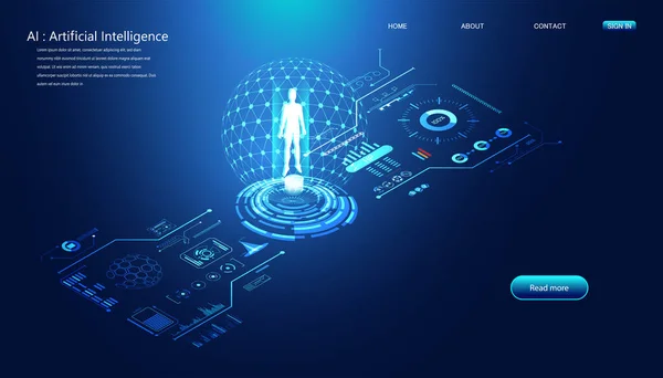 Absztrakt Technológia Interface Computing Concept Working Data Artificial Intelligence Futuristic — Stock Vector