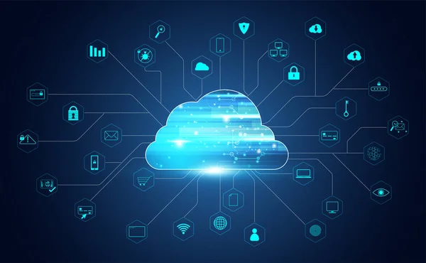 Tecnología Nube Abstracta Con Big Data Concepto Interfaz Conexión Mediante — Vector de stock